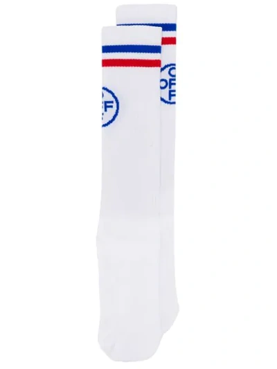 Shop Off-white Gerippte Socken Mit Logo - Weiss