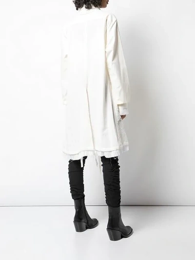 Shop Ann Demeulemeester Lace Panelled Long Shirt - White