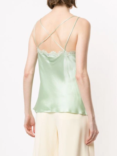 Shop Alberta Ferretti Lace-detail Camisole Top In Green