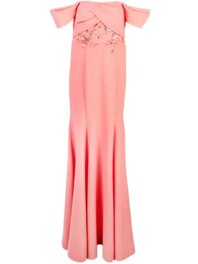 Shop Marchesa Notte Floor Length Dress In Pink