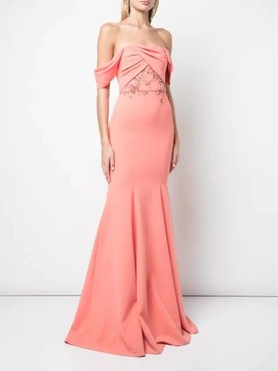 Shop Marchesa Notte Floor Length Dress In Pink