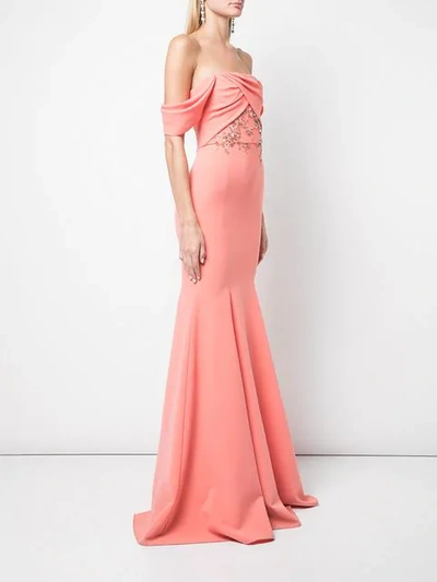 Shop Marchesa Notte Floor Length Dress In Pink