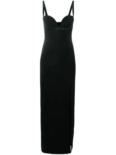 Shop Versace Sweetheart Neck Dress In Black