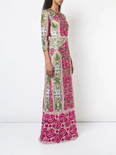 Shop Marchesa Notte Embroidered Floral Dress In Pink
