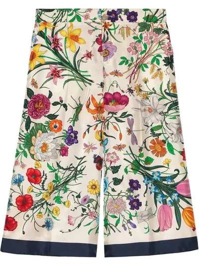 Shop Gucci Flora Silk Twill Pajama Pant In White