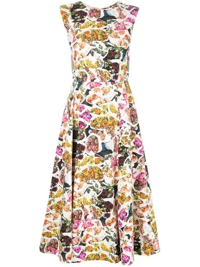 ADAM LIPPES FLORAL PRINT FLUTED DRESS - 多色