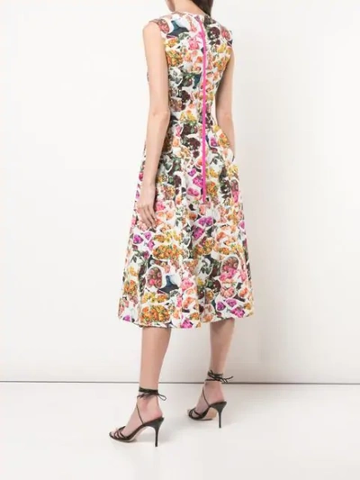 ADAM LIPPES FLORAL PRINT FLUTED DRESS - 多色