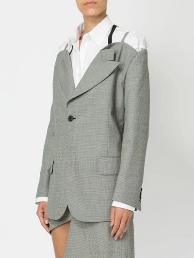 Shop Maison Margiela Shoulder Strap Blazer - Grey