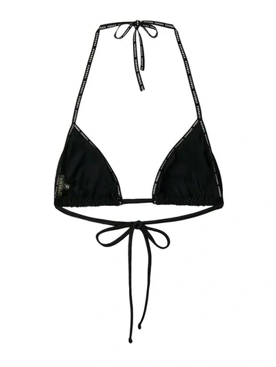 Shop Versace Logo Bikini Top In Black