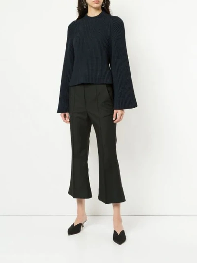 Shop Rosetta Getty Cropped Back Pullover In Blue
