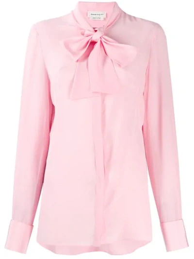 Shop Alexander Mcqueen Pussy Bow Crepe Blouse In Pink