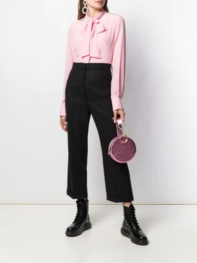 Shop Alexander Mcqueen Pussy Bow Crepe Blouse In Pink