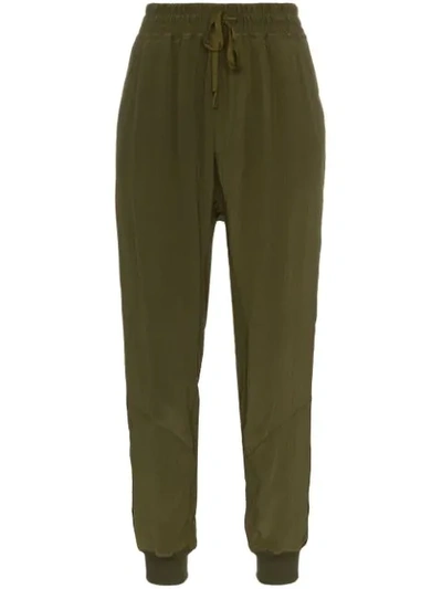 Shop Haider Ackermann Velvet Stripe Track Trousers In Green