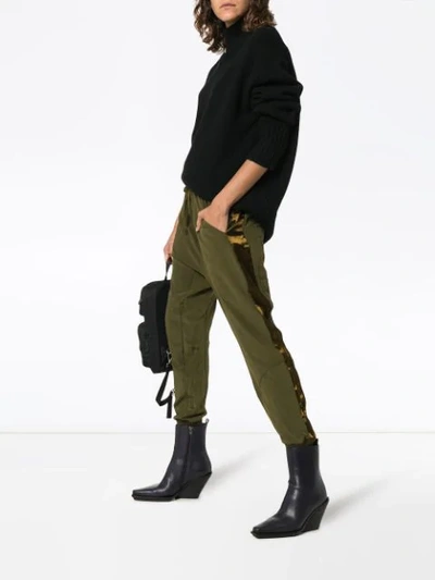 Shop Haider Ackermann Velvet Stripe Track Trousers In Green