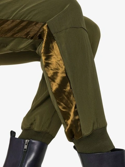 Shop Haider Ackermann Velvet Stripe Track Trousers In Green