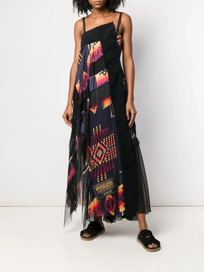 Shop Sacai Pendleton Maxi Dress In Black