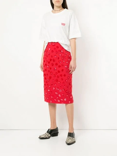 heart textured pencil skirt