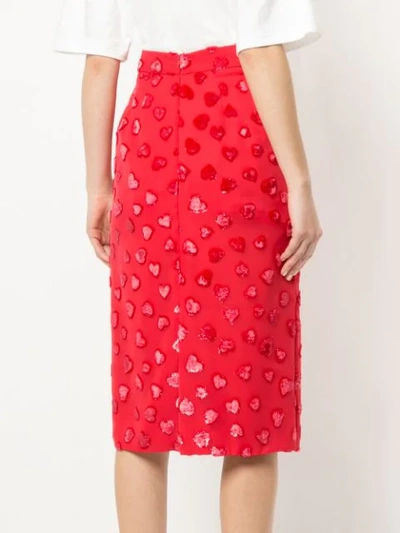 Shop We11 Done Heart-pattern Pencil Skirt In Red