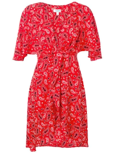 Shop Jovonna Paisley Print Plunge Wrap Dress In Red