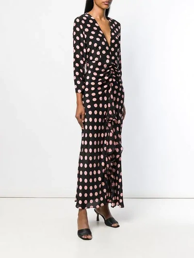 Shop Rixo London Polka Dot Print Dress In Peach Maxi Spot