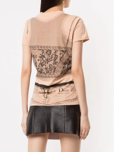 Pre-owned Dior 1990s  Lace Print T-shirt In Brown