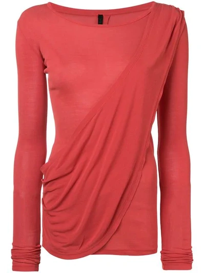Shop Ben Taverniti Unravel Project Draped Tee In Red