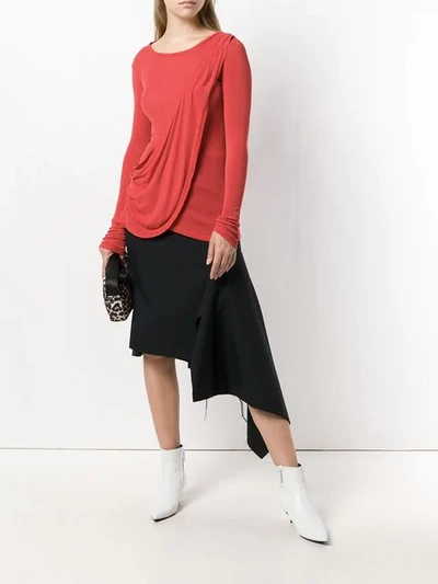 Shop Ben Taverniti Unravel Project Draped Tee In Red