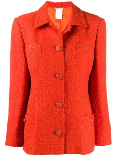 Pre-owned Versace '1980s Buttoned Jacket In Orange