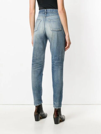 Shop Saint Laurent High-waist Distressed Jeans - Blue