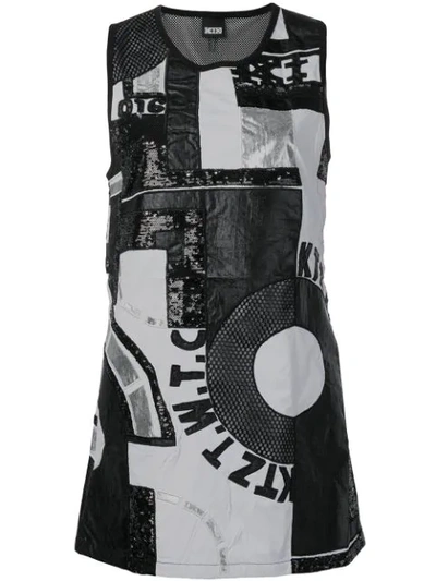 Shop Ktz Patchwork Mini Dress In Black