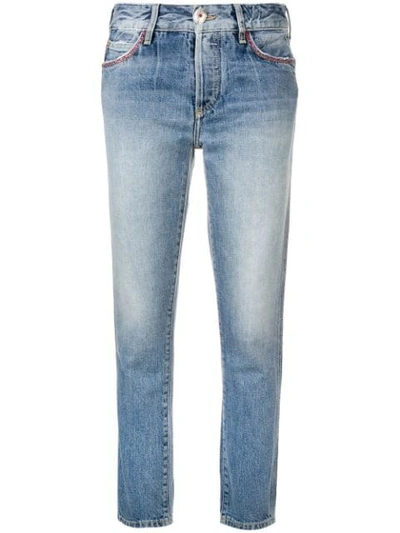 Shop Alanui Embroidered Pocket Skinny Jeans In Blue