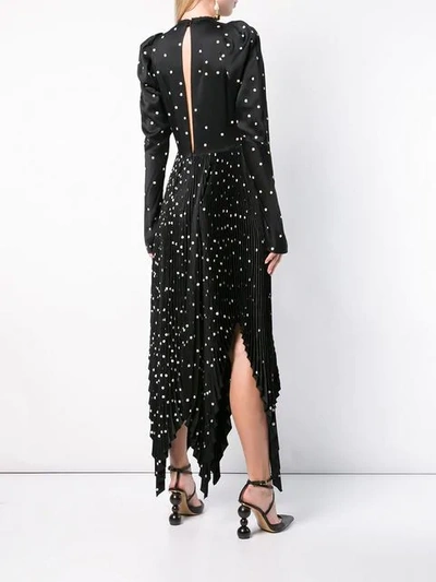Shop Khaite Polka Dot Pleated Dress In Black With Cream Polka Dot