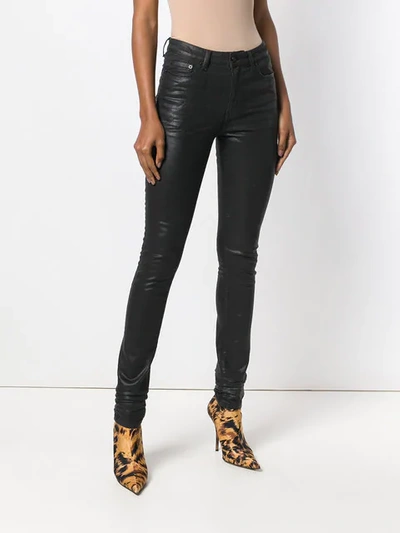 Shop Saint Laurent Leather-look Skinny Jeans In 1170 Black