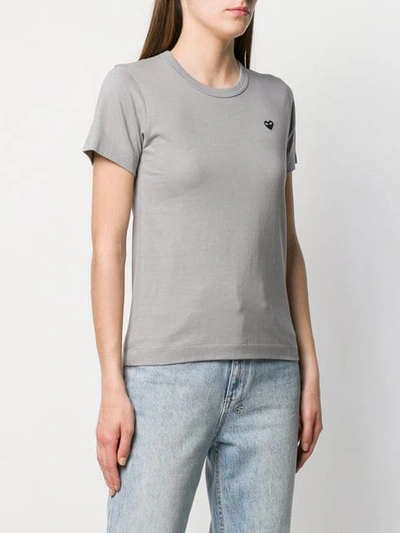 Shop Comme Des Garçons Play Heart Embroidered T-shirt In Grey