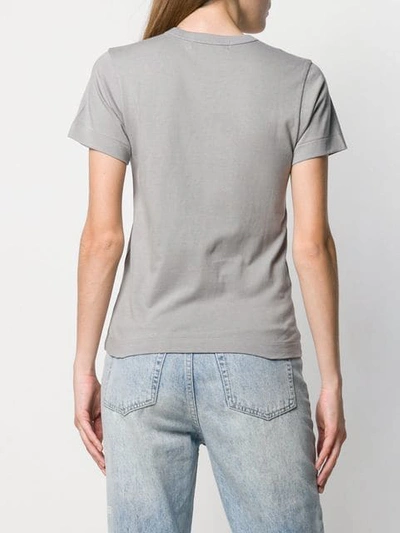 Shop Comme Des Garçons Play Heart Embroidered T-shirt In Grey