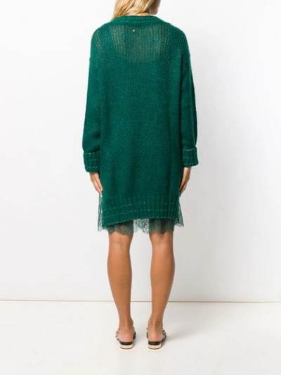 Shop Twinset Lace Hem Knitted Dress In Green