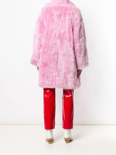 Shop Msgm Faux Fur Coat - Pink