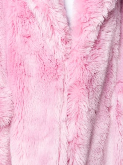 Shop Msgm Faux Fur Coat - Pink