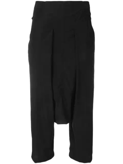 Shop Rick Owens Drop Crotch Trousers - Black