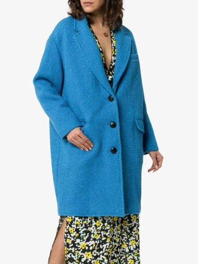 Shop Isabel Marant Étoile Jimi Wool Cocoon Button In 30bu Blue