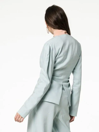 Shop Rejina Pyo Oversized Button Blazer Jacket In Blue