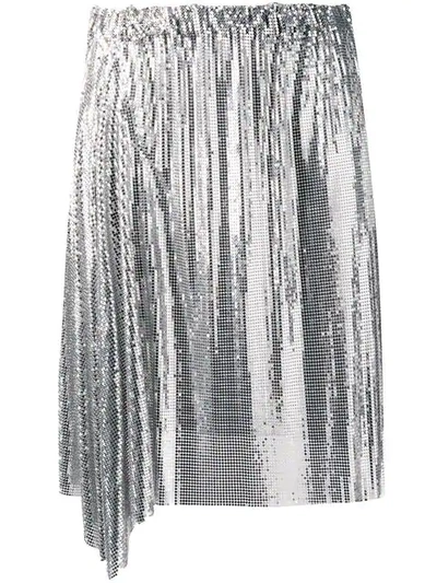 Shop Paco Rabanne Draped Mini Skirt In Silver