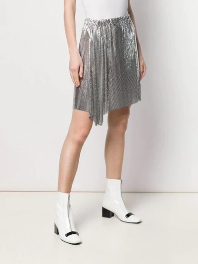 Shop Paco Rabanne Draped Mini Skirt In Silver