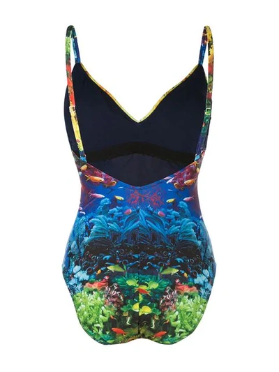 Shop Mary Katrantzou Deep Sea Print Swimsuit In Blue