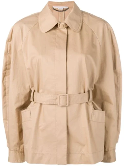 Shop Stella Mccartney Belted Trench Jacket In Neutrals