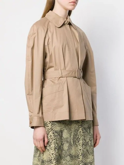 Shop Stella Mccartney Belted Trench Jacket In Neutrals