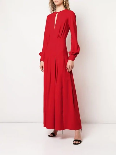 Shop Oscar De La Renta Keyhole Evening Dress In Red
