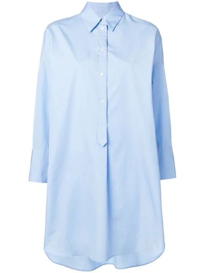 Shop Alberto Biani Oversized Shirt Dress In Blue