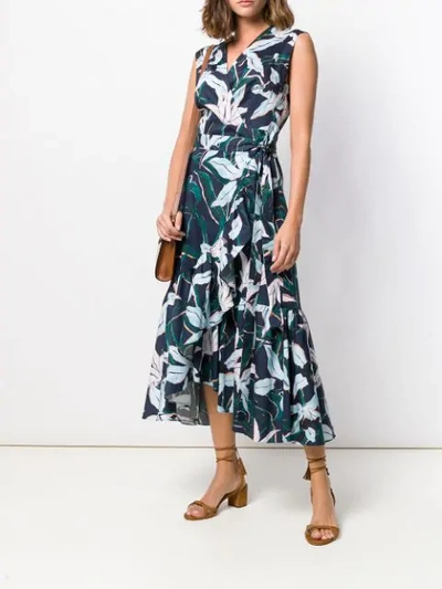 Shop Tory Burch Floral-print Wrap Dress In Blue ,green