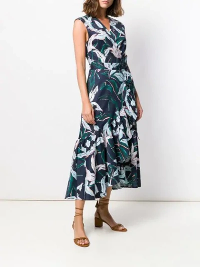 Shop Tory Burch Floral-print Wrap Dress In Blue ,green